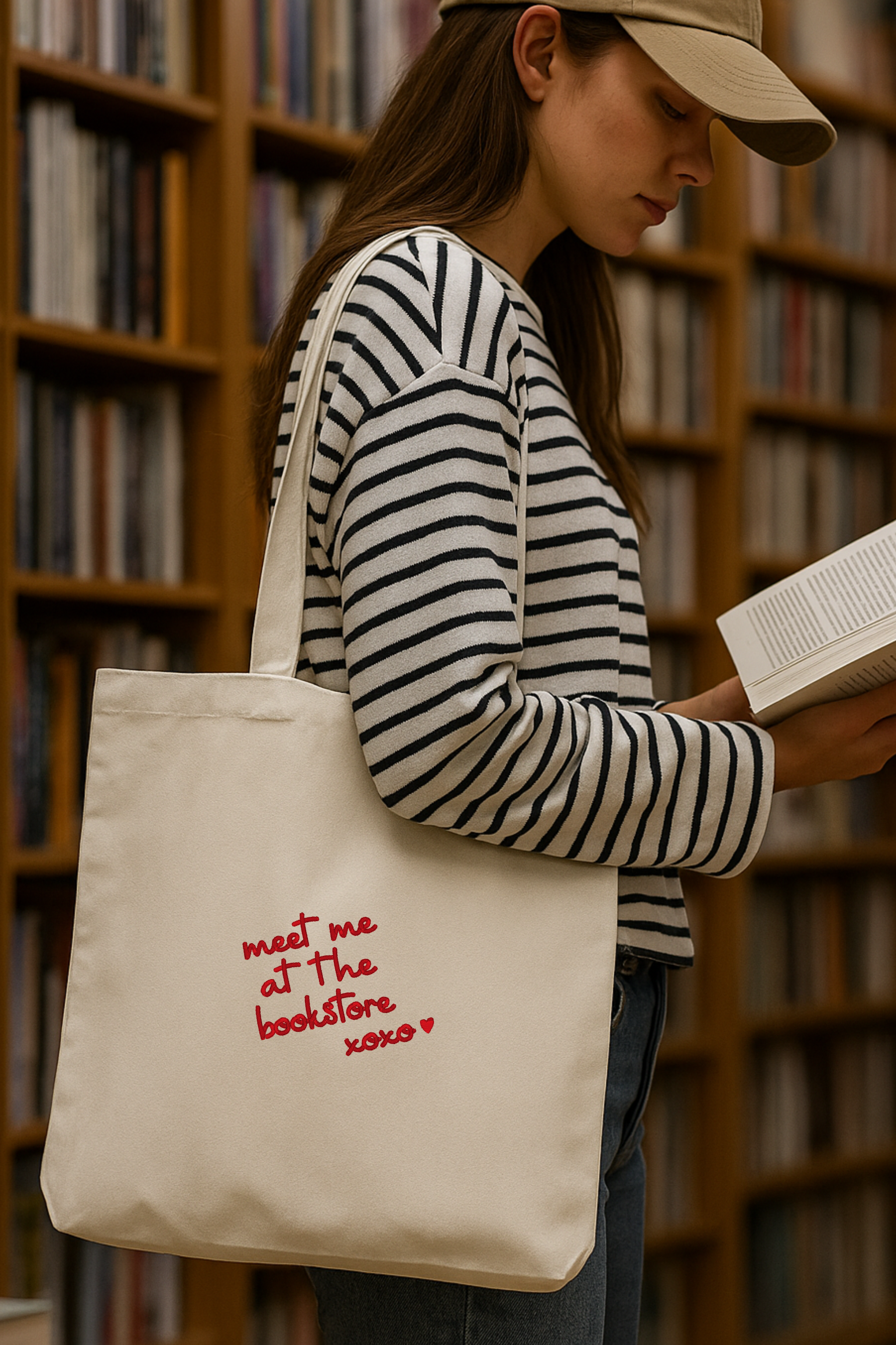 bestickter Jutebeutel Meet Me At The Bookstore