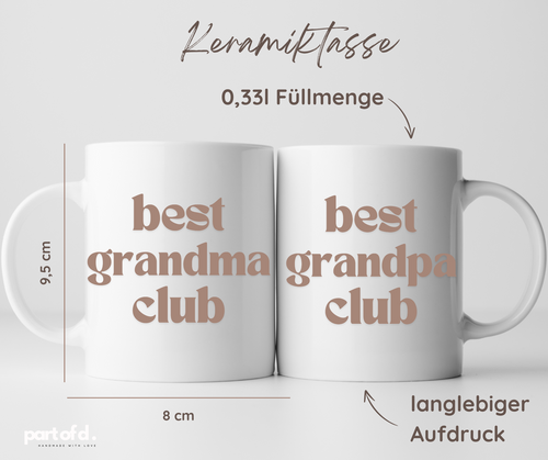 Die Keramiktasse kann man mit verschiedenen Aufdrucken bestellen. Die Tasse hat eine Füllmenge von 0,33l. Sie ist 8cm breit und 9,5cm hoch. Der Aufdruck ist langlebig.