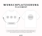 Übersicht der Platzierungen auf dem T-Shirt. Es kann zwischen rechts, mittig vorne oder hinten, links oder die beiden Ärmel gewählt werden. In dem Preis ist jeweils ein Stick enthalten und weitere müssen zusätzlich gekauft werden. 